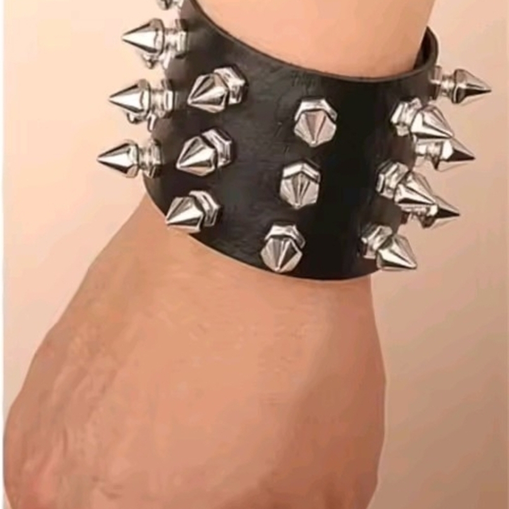 Black and Silver Studded Bracelet